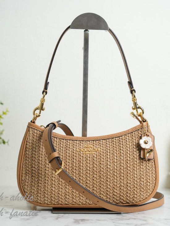 Coach Handbags - COACH CEC43 Teri Shoulder Bag With Charm straw/Im/Toast Leather